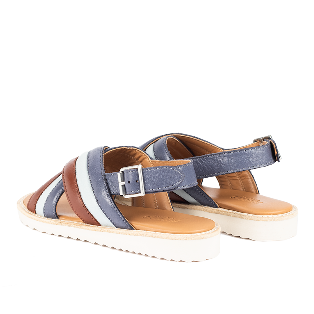padded cross sandal with buckle closure