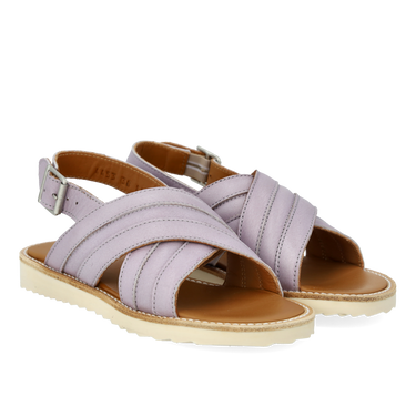 Padded cross sandal with buckle closure