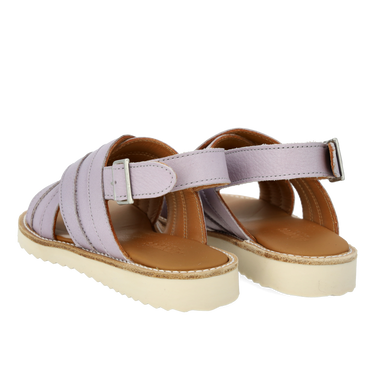 Padded cross sandal with buckle closure