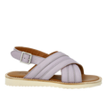 Padded cross sandal with buckle closure