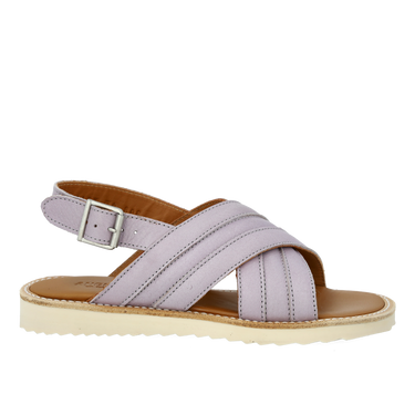 Padded cross sandal with buckle closure