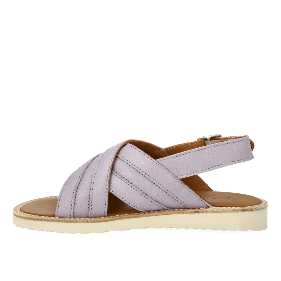 Padded cross sandal with buckle closure