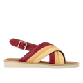 Padded cross-strap sandal with buckle closure