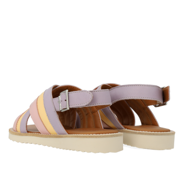 Padded cross sandal with buckle closure