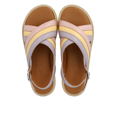 Padded cross sandal with buckle closure