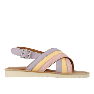 Padded cross sandal with buckle closure