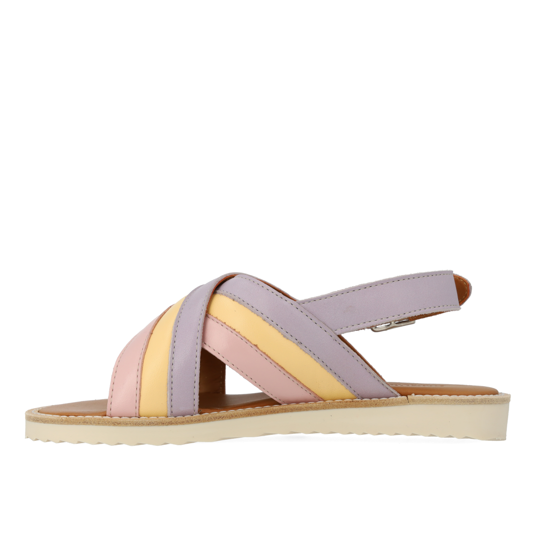 Padded cross sandal with buckle closure