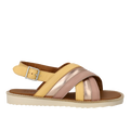 Padded cross-strap sandal with buckle closure