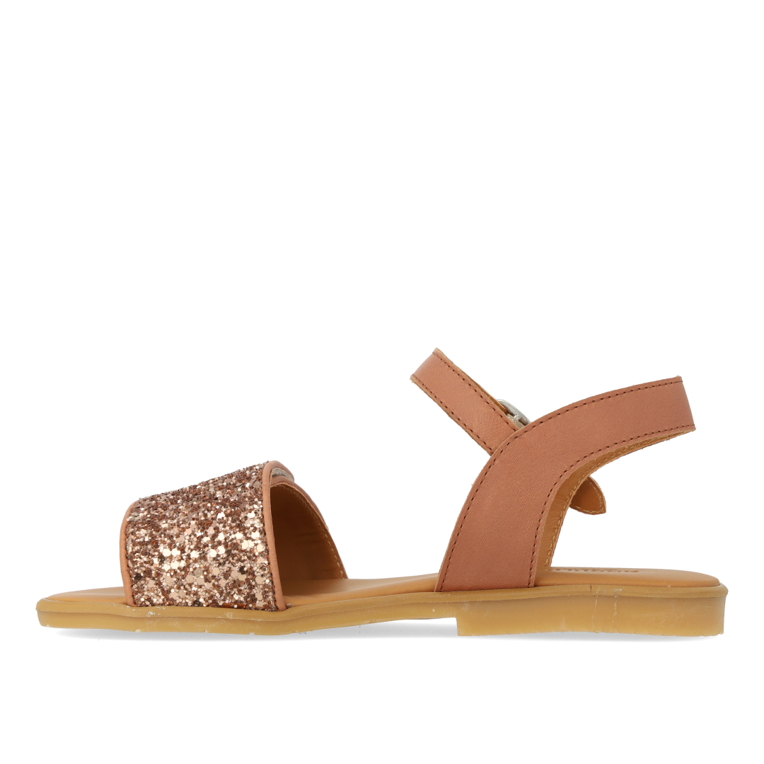glitter sandal with buckle and velcro closure