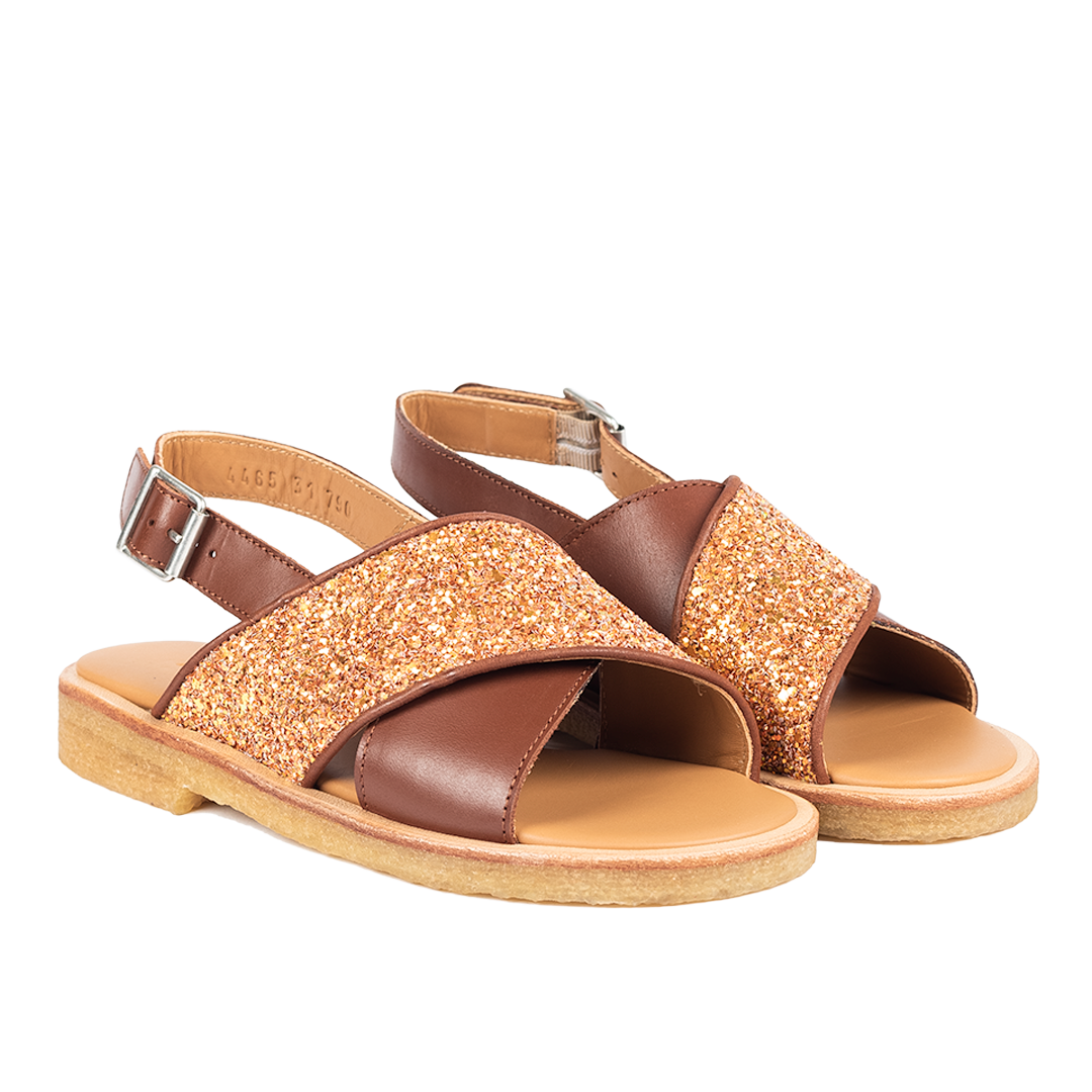 Criss-cross sandal with sparkling glitter detail