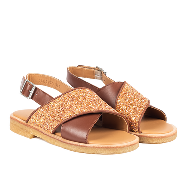 Cross sandal with sparkling glitter detail