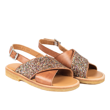 Cross sandal with sparkling glitter detail
