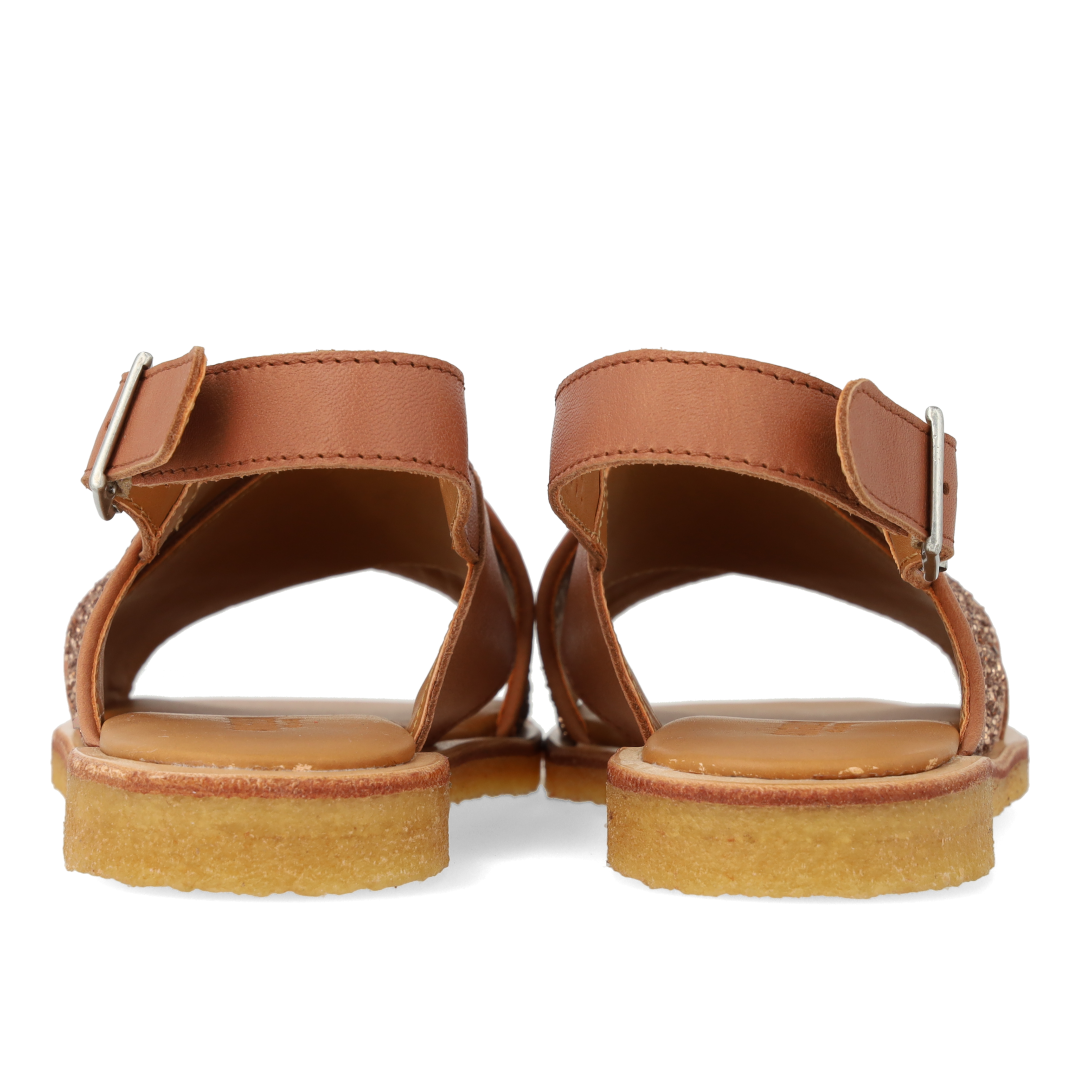 Cross-strap sandal with sparkling glitter detail