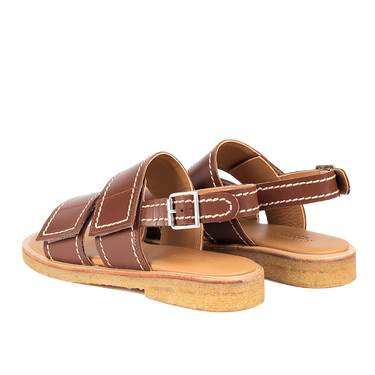 Sandal with detail stitchings, velcro and buckle