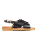 Cross-strap sandal with detailed stitching and buckle