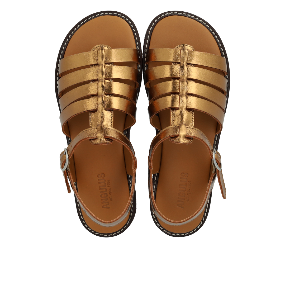 Open-toe sandal with buckle closure