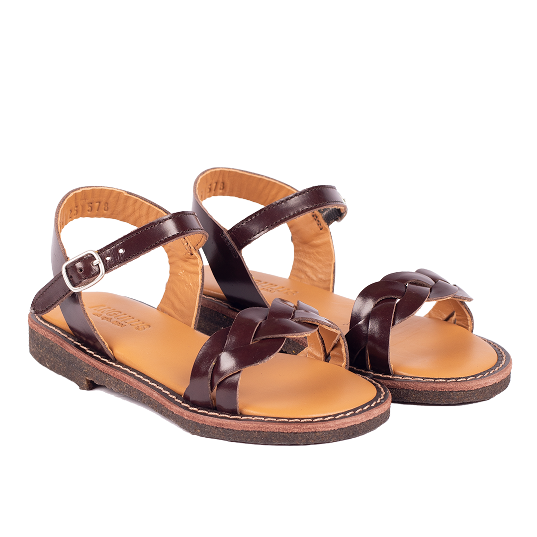 ANGULUS 4470-101 Braid sandal with open toe and buckle closure - BROWN ...