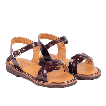 Braid sandal with open toe and buckle closure