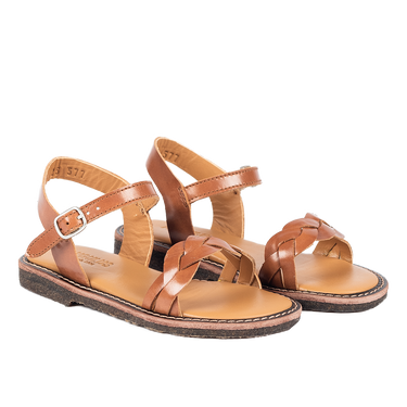 Braid sandal with open toe and buckle closure