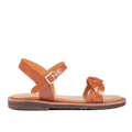 Braided sandal with open toe and buckle closure