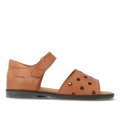 Leather sandal with cut-out heart pattern