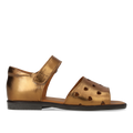 Leather sandal with cut-out heart pattern