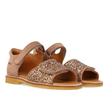 Adjustable leather sandal with sparkling glitter