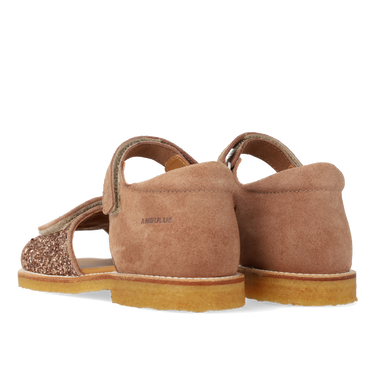 Adjustable leather sandal with sparkling glitter