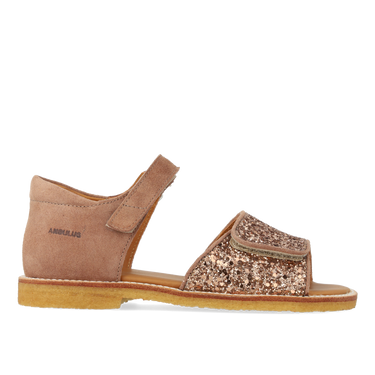 Adjustable leather sandal with sparkling glitter