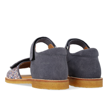 Adjustable leather sandal with sparkling glitter