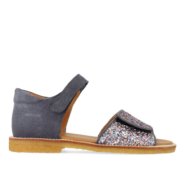 Adjustable leather sandal with sparkling glitter