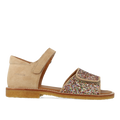 Adjustable leather sandal with sparkling glitter