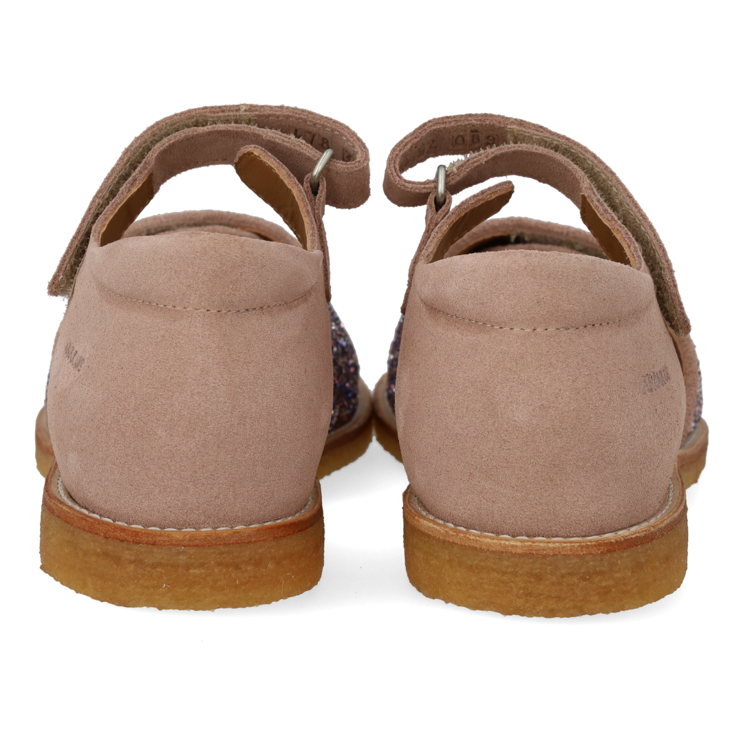 Adjustable leather sandal with sparkling glitter