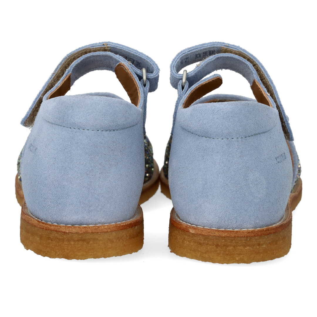 Adjustable leather sandal with sparkling glitter