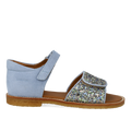 Adjustable leather sandal with sparkling glitter