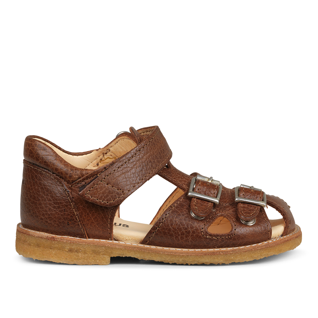 Sandal with adjustable velcro and buckles