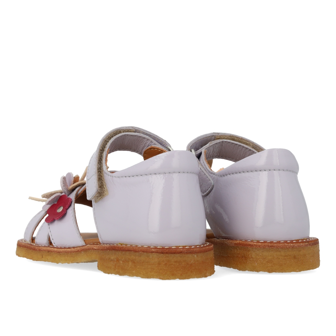 Sandal with multicolored floral appliqués
