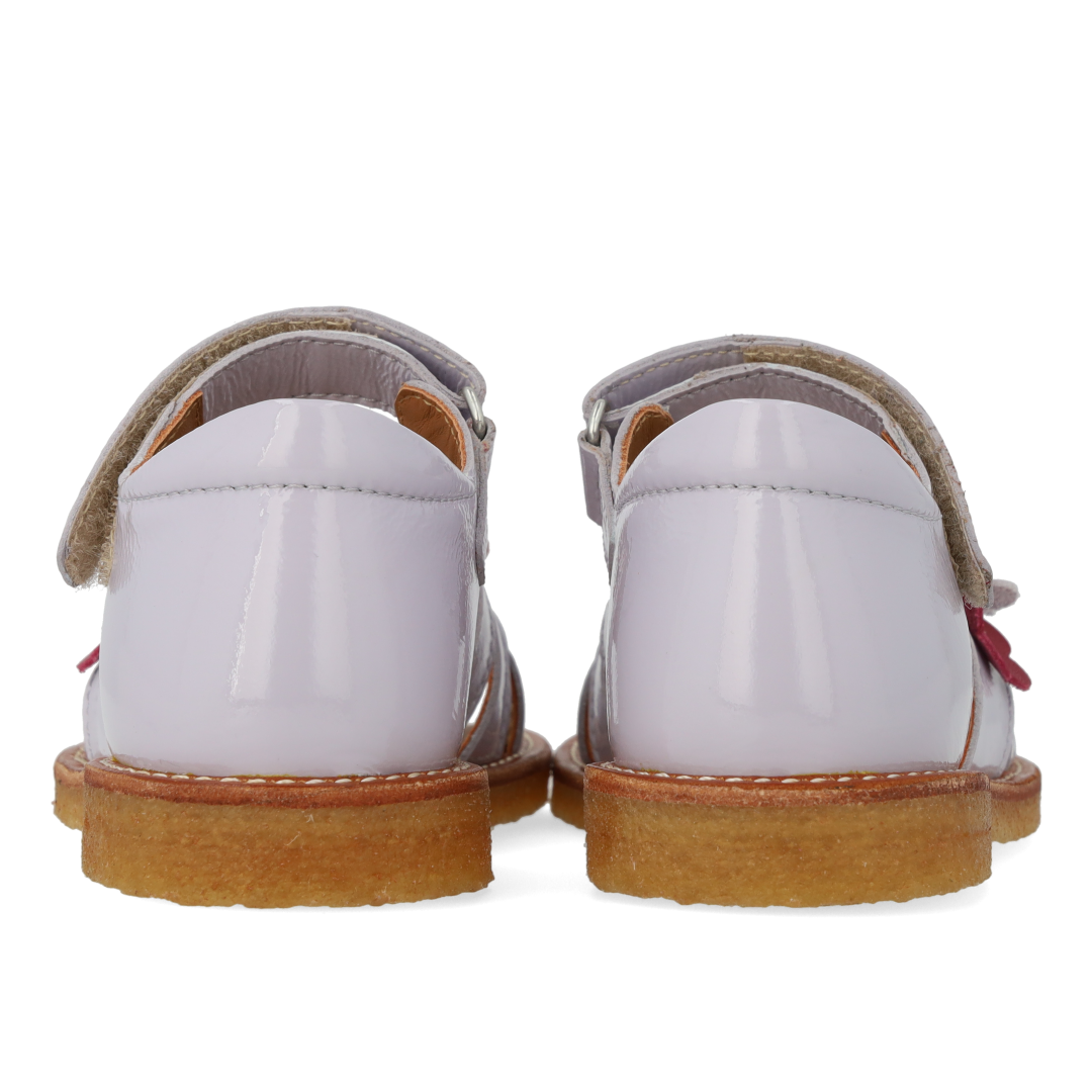 Sandal with multicolored floral appliqués