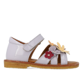 Sandal with multicolored floral appliqués