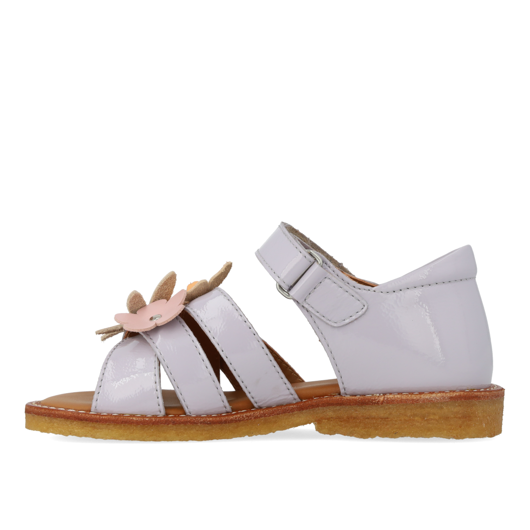 Sandal with multicolored floral appliqués