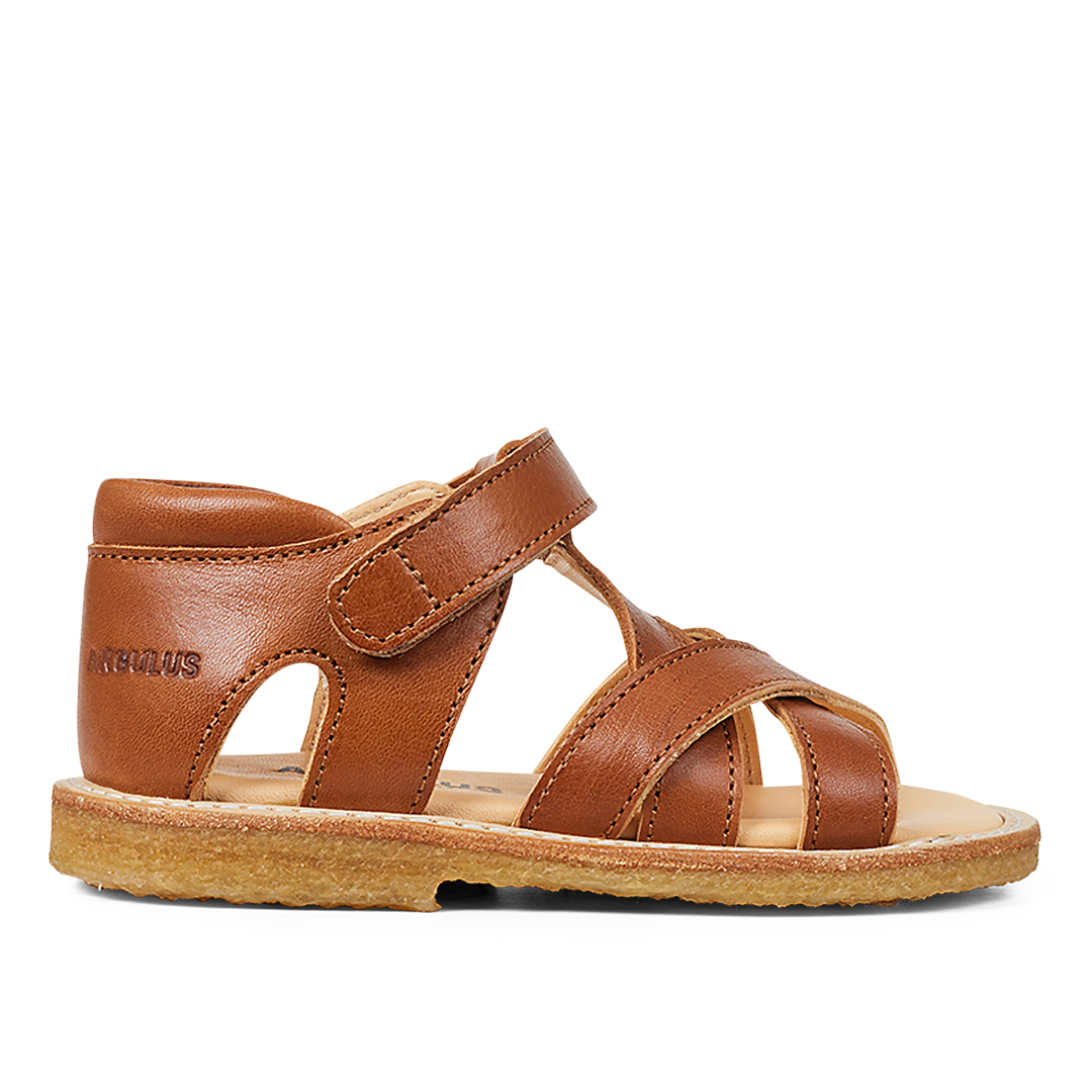 Criss-cross sandal with open toe and Velcro closure