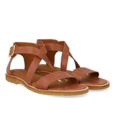 Sandal w. adjustable cross over buckle strap.