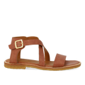 Sandal with crisscross straps and ankle buckle