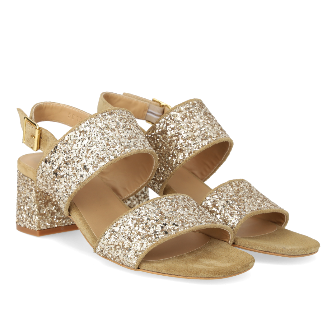 Strappy sandal in sparkling glitter