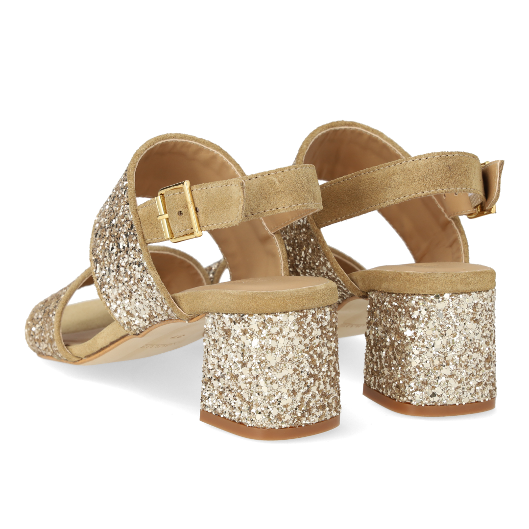 Strappy sandal in sparkling glitter