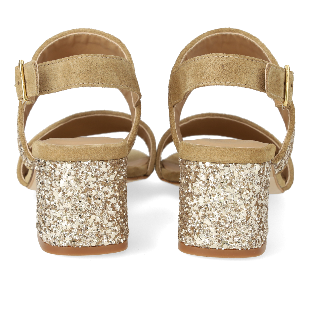Strappy sandal in sparkling glitter