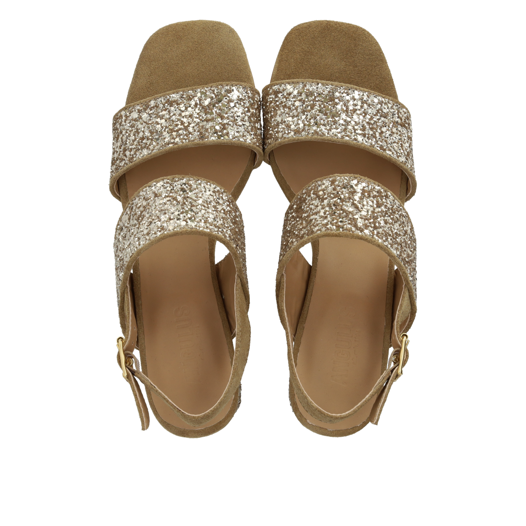 Strappy sandal in sparkling glitter