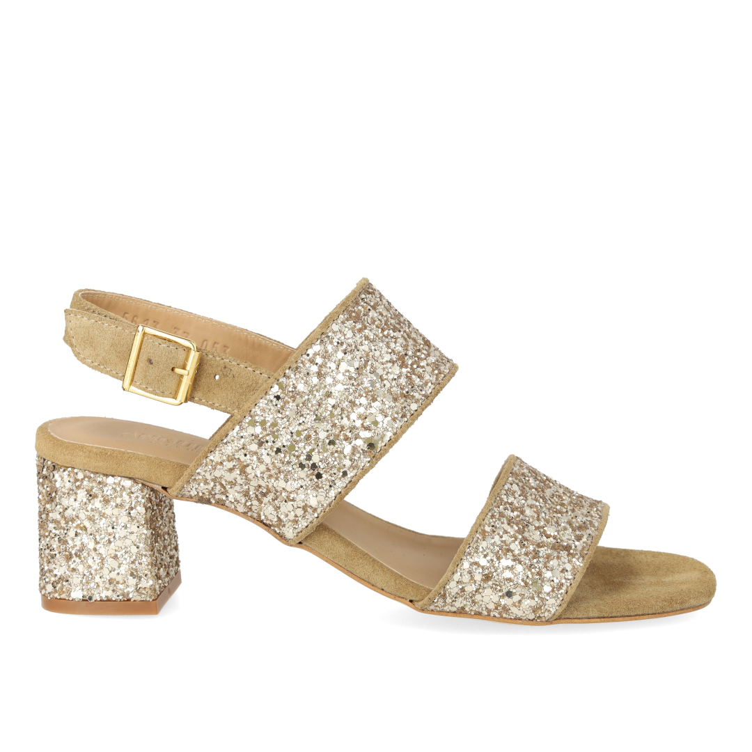 Strappy sandal in sparkling glitter