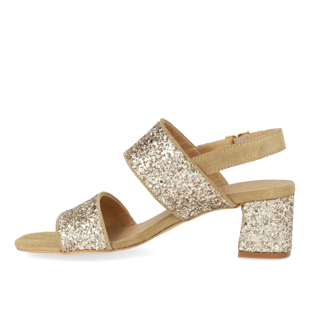 Strappy sandal in sparkling glitter