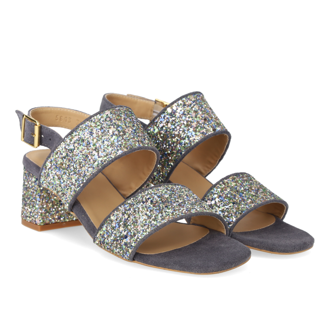 Strappy sandal in sparkling glitter